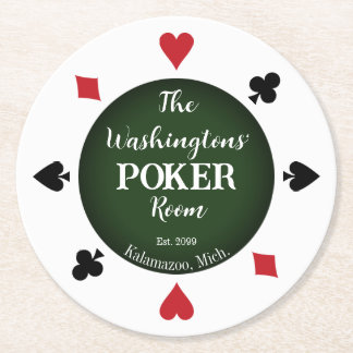 Klassisk uppspelningskort Poker Room Beer Drink Underlägg Papper Rund