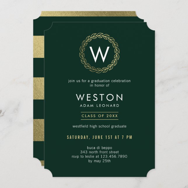 Klassisk utandningseDITABEL FÄRG Studenten Inbjudningar (Fram/baksida)