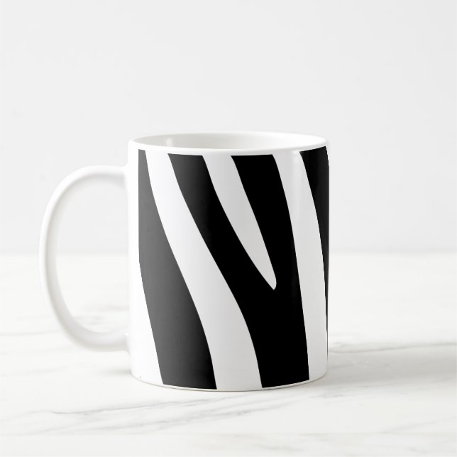 Klassisk utskrift av svart och vitt Zebra ränder Kaffemugg (Vänster)