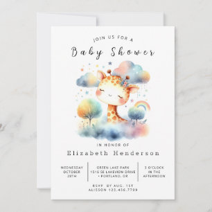 Klassisk utskrivbar Giraffe Baby Shower Inbjudningar