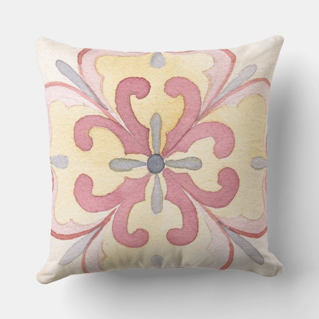 Klassisk vacker blommigt Vattenfärgbakgrund Kudde (Baksida)