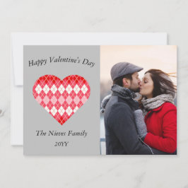 Klassisk valentinröd och rosa argyle (grå) julkort