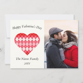 Klassisk valentinröd och rosa argyle (vit) julkort