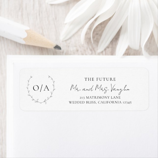 Klassisk Vapensköld för andning Monogram Elegant b Returadress Etikett (Insitu)