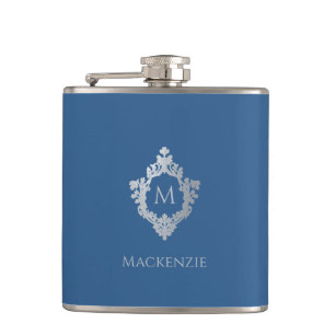Klassisk Vapensköld för blå monogram Namn Vintage Fickplunta