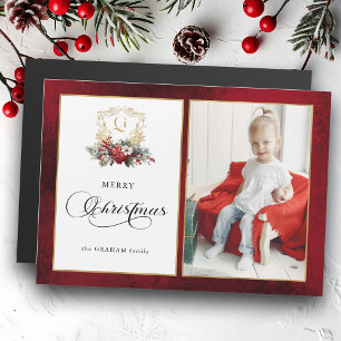 Klassisk Vapensköld för julfoto, Blommigt