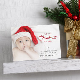 Klassisk vår första jul som en familj foto julkort