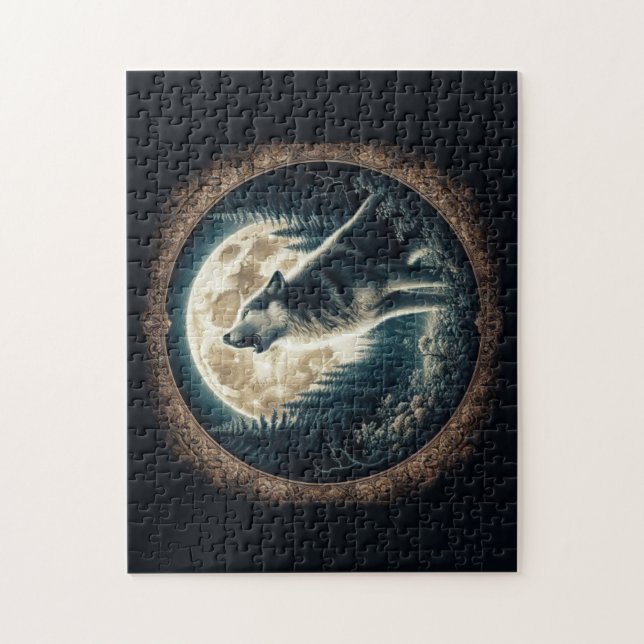 Klassisk, varg för vintage och måne pussel (Vertikal)