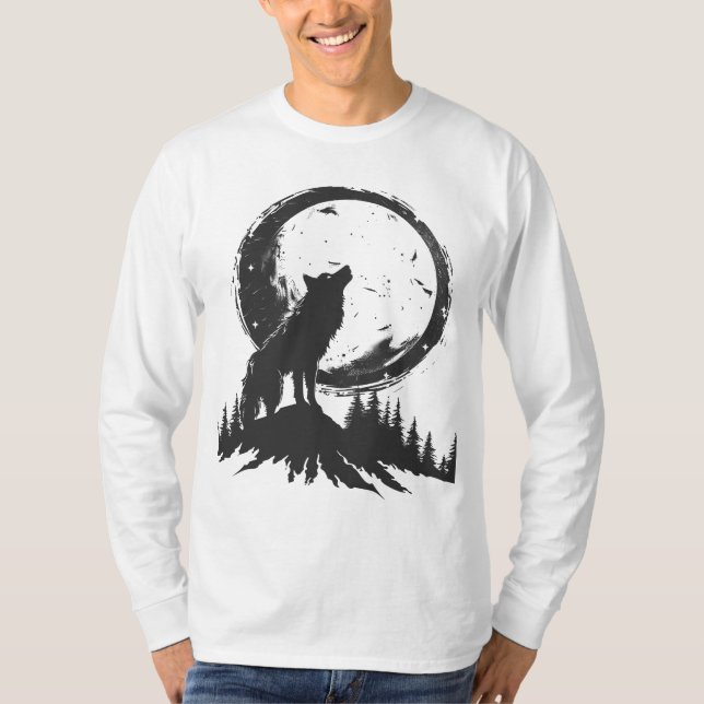 Klassisk Varg i månljuset T-Shirt (Framsida)