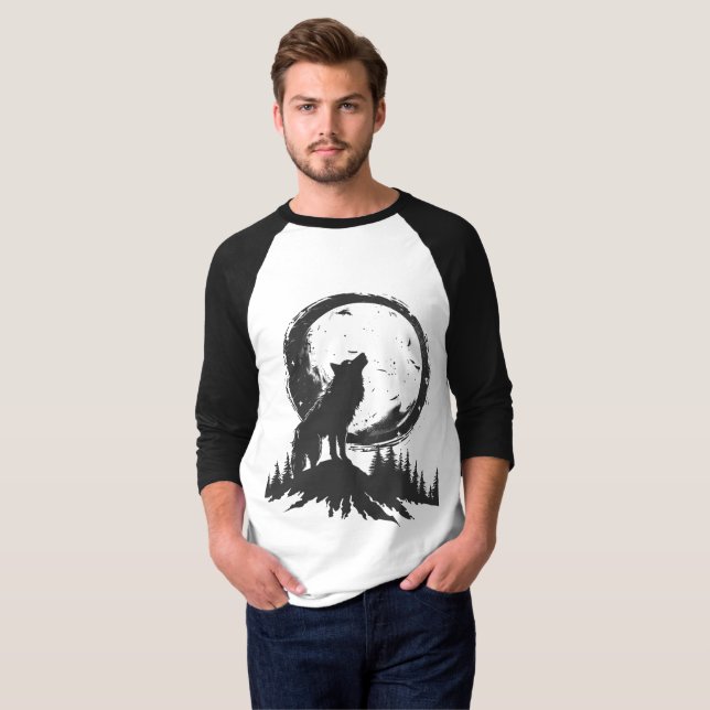 Klassisk Varg i månljuset T Shirt (Hel framsida)