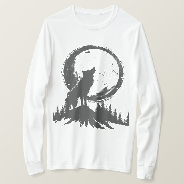 Klassisk Varg I Månsken  T Shirt (Design framsida)
