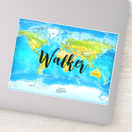 Klassisk världskarta, resa & namn etikett