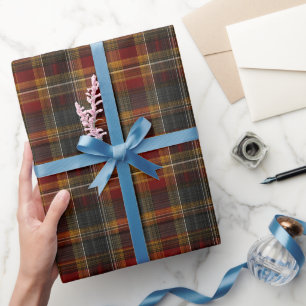 Klassisk Varm Mörk Rustik Elegant Plaid Tartan Presentpapper