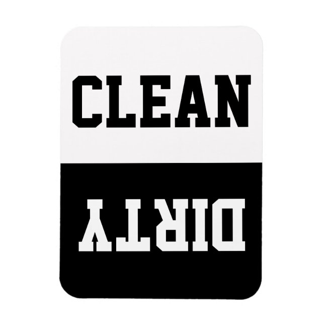 Klassisk varsity Black/White Clean/Dirty Dishwashe Magnet (Vertikal)