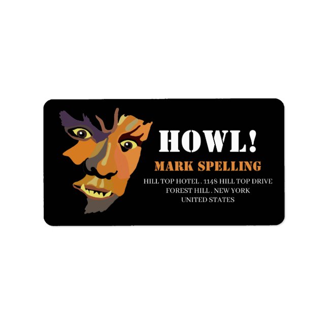 Klassisk varulv, Halloween Adressetikett (Framsidan)