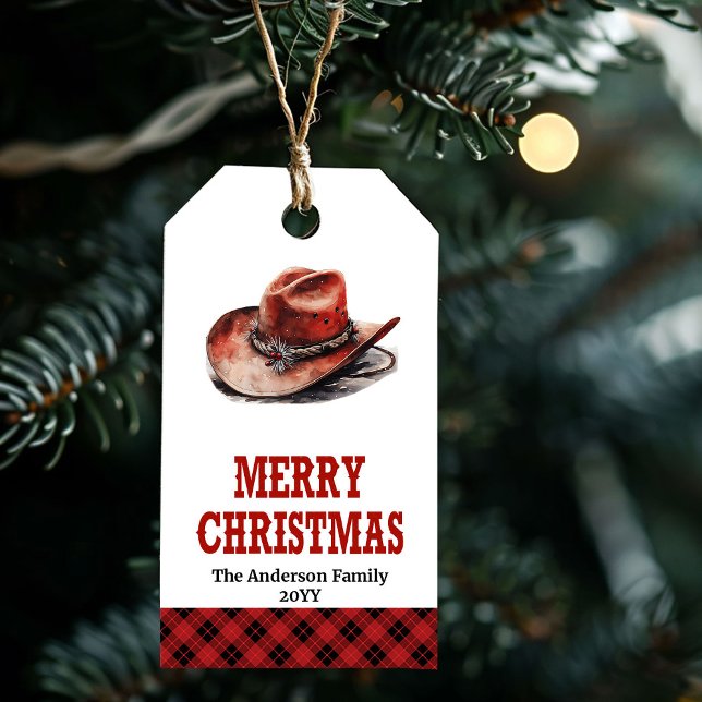 Klassisk västerländsk julklappsetikett med anpassa presentetikett (Classic Western Christmas gift tag custom name

)