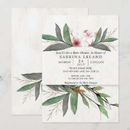 Klassisk vattenfärg Botaniska Blommar Babykläder Inbjudningar