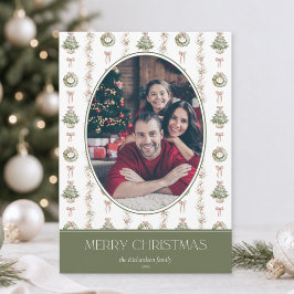 Klassisk Vattenfärg Familjefoto Jul Julkort