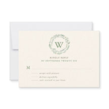 Klassisk vattenfärg grönska krans monogram