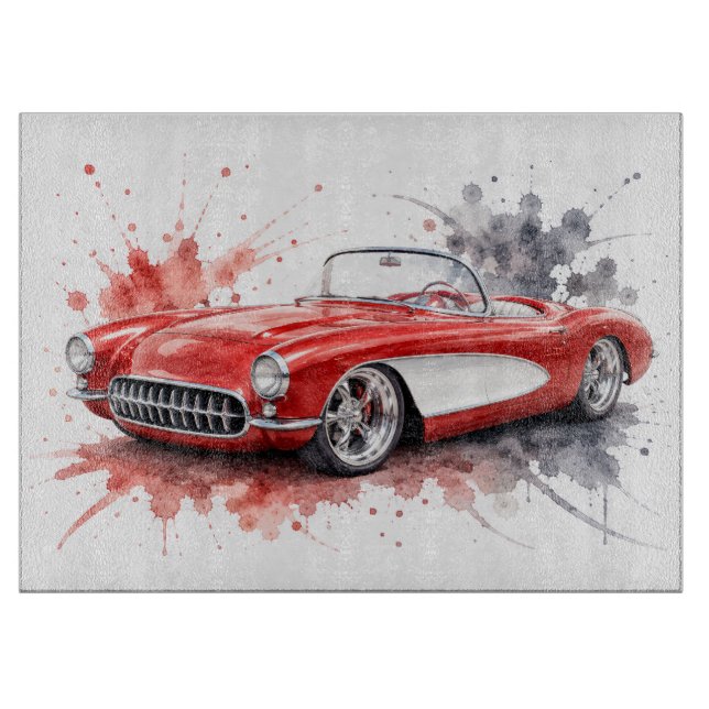 Klassisk Vattenfärg Hot Rod Design Skärbräda (Framsidan)