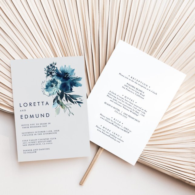 Klassisk vattenfärgsBlommigt längst bak och längst Inbjudningar (Skapare uppladdad)