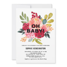 Klassisk vattenfärgsblommor Baby Shower Brunch