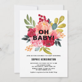 Klassisk vattenfärgsblommor Baby Shower Brunch Inbjudningar