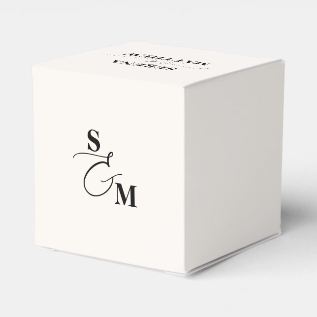 Klassisk vigsel med monogram & skrivstil presentaskar (Baksidan Sidan)