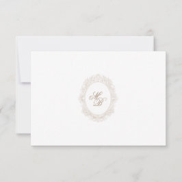 Klassisk vigselmonogram-kam QR-kod RSVP-kort OSA Kort