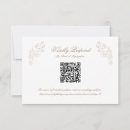 Klassisk vigselmonogram-kam QR-kod RSVP-kort OSA Kort
