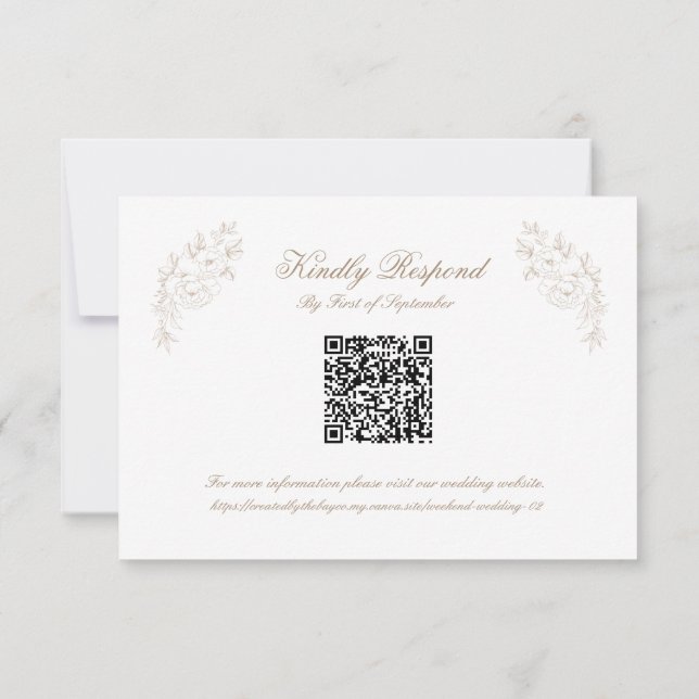 Klassisk vigselmonogram-kam QR-kod RSVP-kort OSA Kort (Baksida)