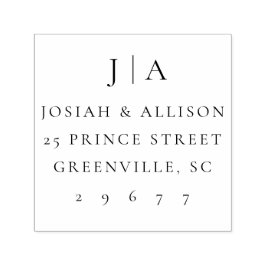 Klassisk vigselmonogram returadress självfärgande stämpel