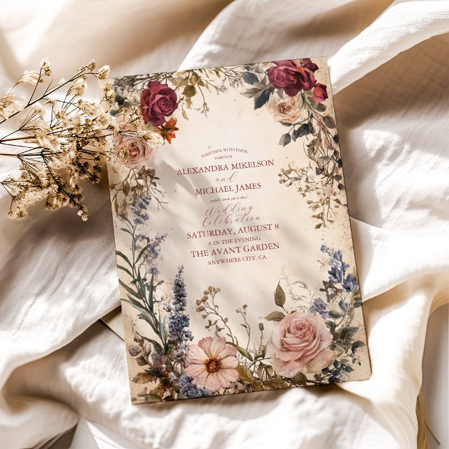 Klassisk viktoriansk kunglig blomsterbröllop  inbjudningar (Skapare uppladdad)