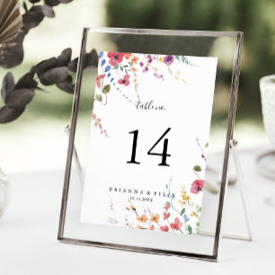 Klassisk Vild, färgstark Blommigt Bröllop Bordsnummer