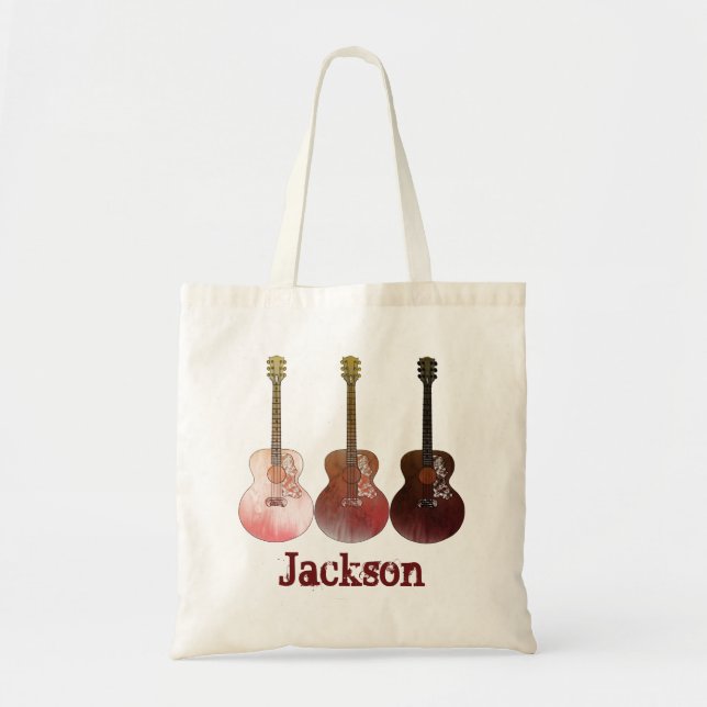 Klassisk Vintage Akustisk Gitarr Namn Jackson Musi Tygkasse (Framsidan)