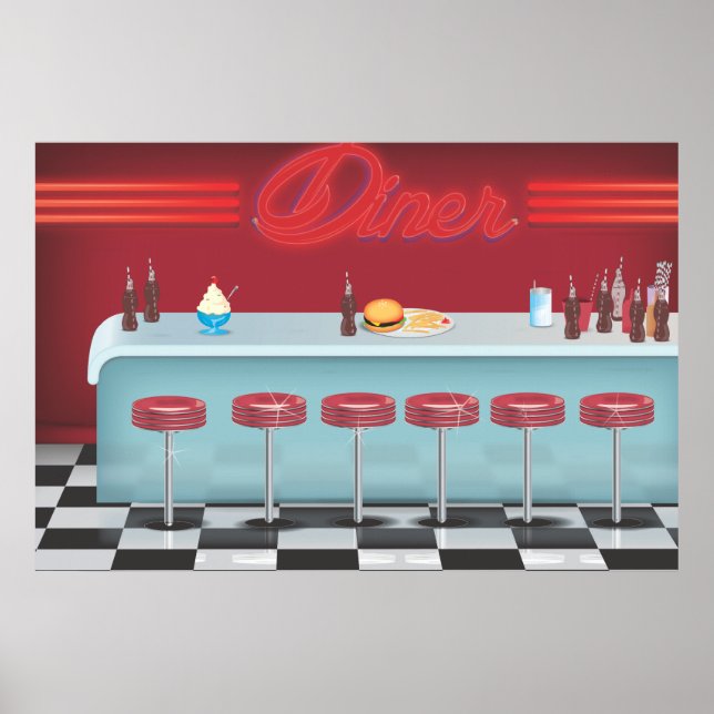 Klassisk Vintage all amerikansk Middag Poster (Framsidan)
