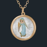 *~* Klassisk Vintage AP40 Vacker Angel Handflatan Guldpläterat Halsband<br><div class="desc">(sök-ID AP40 för liknande design) Överför till andra produkter om du vill. Vintage ROUND Guld-design med söt klassisk konst av en ung BEAUTIFUL-hona ANGEL HOLDING A HANDFLATAN LÖV. * Energetiskt förstärkt romantisk Vintage Retro Antique ANGEL faux Glitter romond-grogrund. BEAUTIFUL ANGEL WEARING BLUE och HOLDING A HANDFLATAN LÖV med Silver glitter...</div>