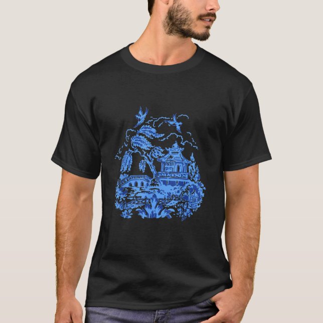 Klassisk Vintage Blå Pil Kina Design   T Shirt (Framsida)