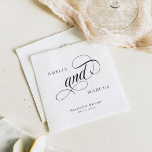 Klassisk Vintage Calligraphy Bröllop Napkins Pappersservett