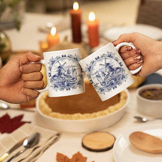 Klassisk Vintage Chic Holländsk Vindkraftverk Delf Kaffemugg