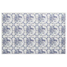 Klassisk Vintage Chic Nederländska Kvarn Delft Blu Tyg