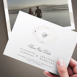 klassisk vintage deco guld monogram ram spara datumet