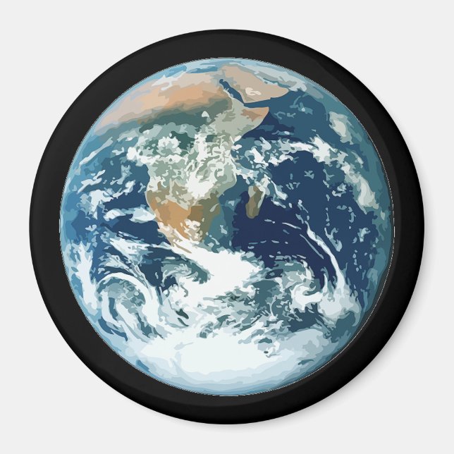 Klassisk Vintage-Etsning Planet Jord Konst Magnet (Framsidan)
