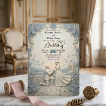 Klassisk Vintage Finkonst Faux Basrelief Bröllop