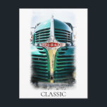 *~* Klassisk Vintage Gammal återgång till antika m Vykort<br><div class="desc">POSTKORT - CLASSIC CARS LASTBILAR - Grunge stil Paintings - PERSONALISERA TEXT OM DET ÖNSKAS. - LASTBIL Bakgrunden Ram är VIT. Du kan redigera eller radera ord-CLASSIC. Energetiskt utökade digitala målningar av fordon, som är Retro Classic Vintage Antique Car , Auto , Automobiles. * En strålande uppskattad turkos Classic. Stil...</div>