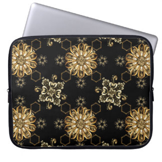 Klassisk Vintage: Golden Oriental Seamless. Laptop Fodral