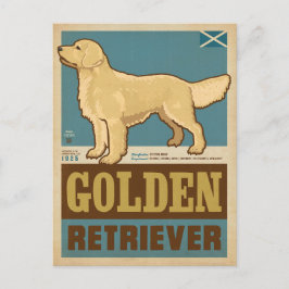 Klassisk Vintage Golden Retriever Vykort