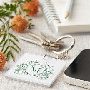 Klassisk Vintage Grön Blommig Vapen Monogram