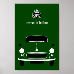 Klassisk vintage grönt Morris Minor car Poster
