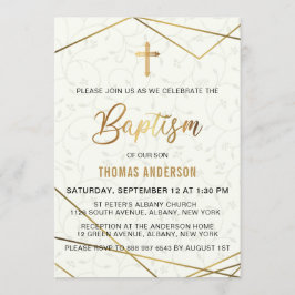 Klassisk Vintage Guld-baptism Inbjudningar